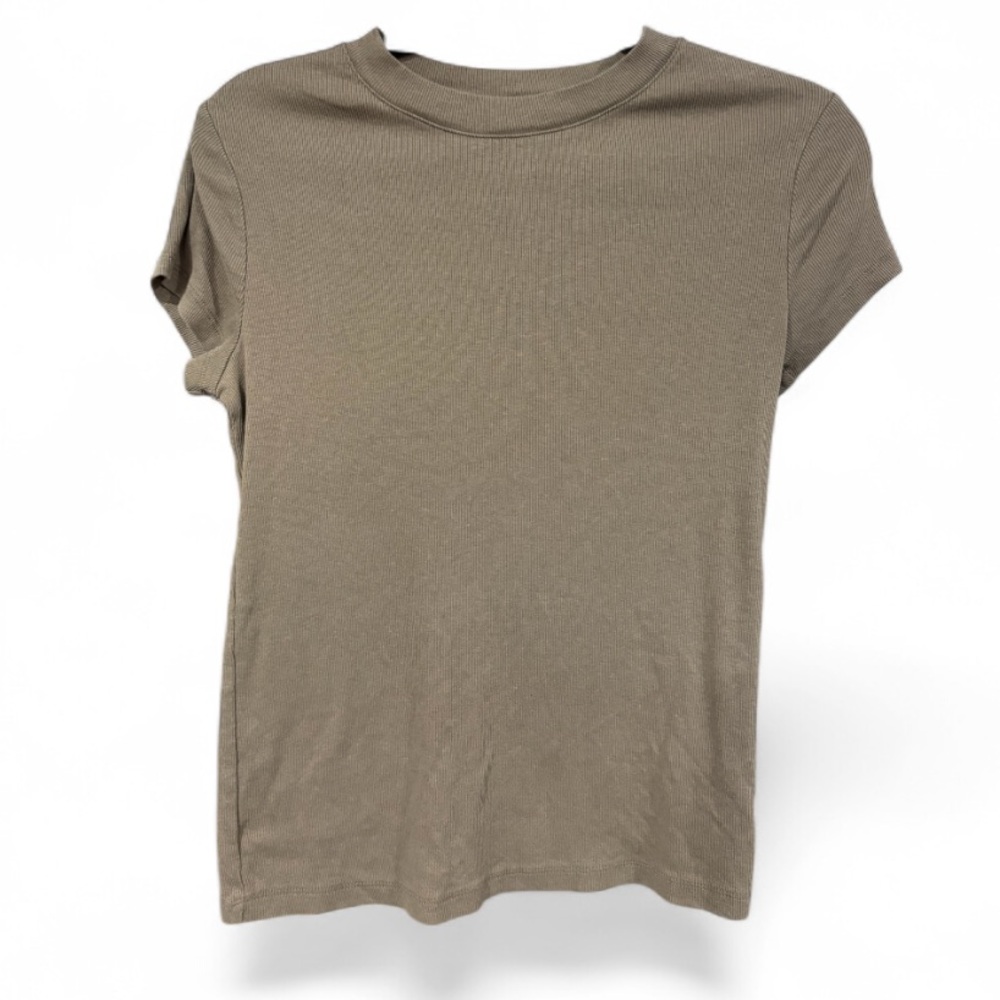 A New Day Taupe Ribbed Short‎ Sleeve Shirt- Size Medium